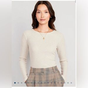 Plush Long-Sleeve Crew-Neck T-Shirt - oatmeal